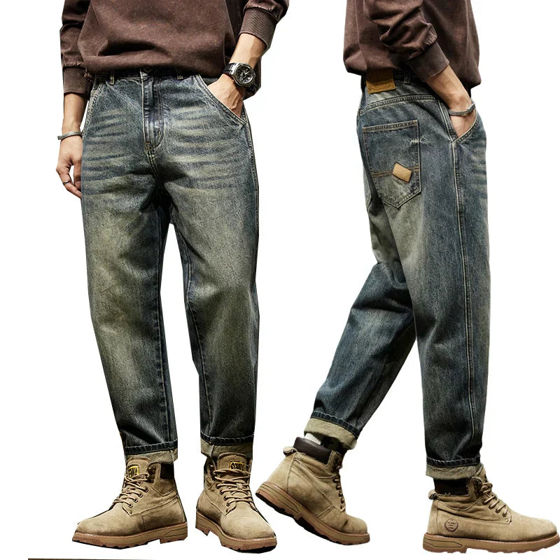 Lance Vintage Wash Relaxed Fit Denim Jeans for Men