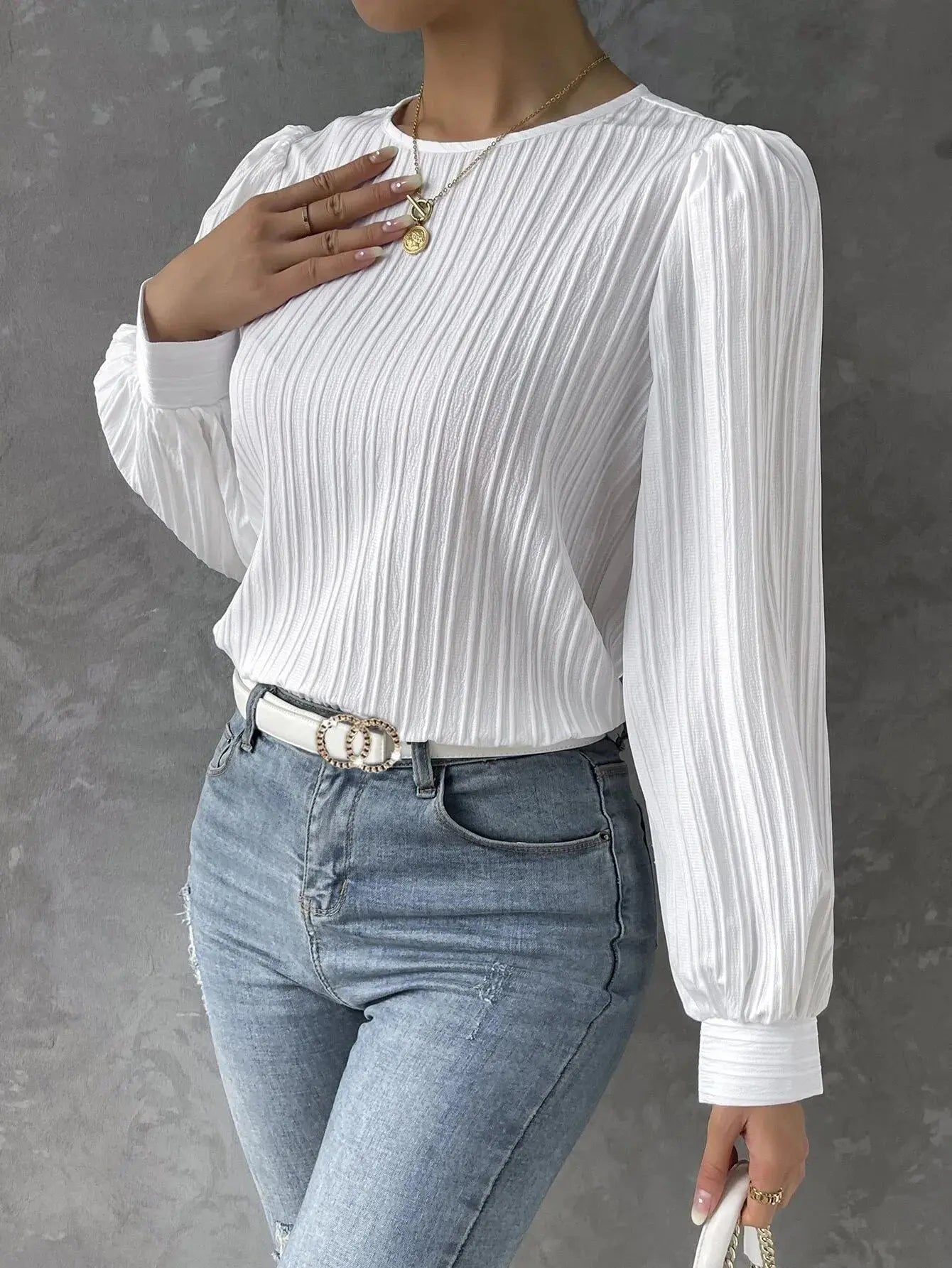 Nya | Women's Elegant Pleated Long Sleeve Top