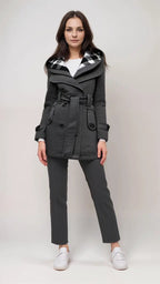 Donald Plaid-Lined Hooded Trench Coat for Women