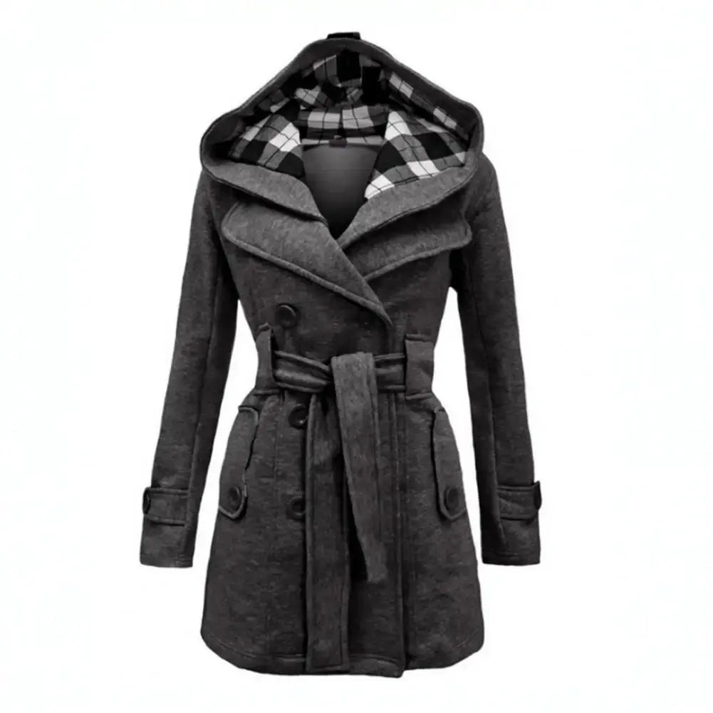 Donald Plaid-Lined Hooded Trench Coat for Women