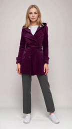 Donald Plaid-Lined Hooded Trench Coat for Women