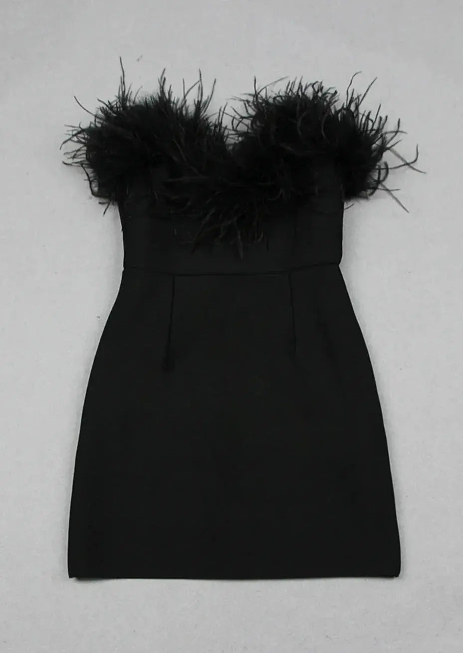 Bobbye Feather Trim Mini Dress | Elegant Women's Evening Wear