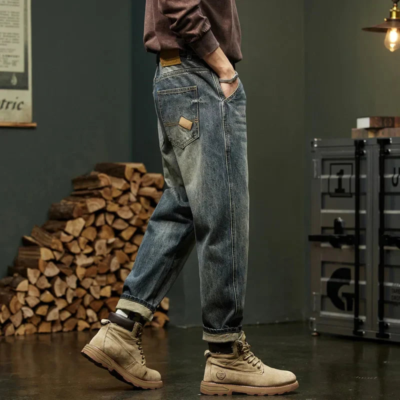 Lance Vintage Wash Relaxed Fit Denim Jeans for Men