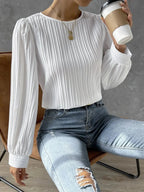 Nya | Women's Elegant Pleated Long Sleeve Top