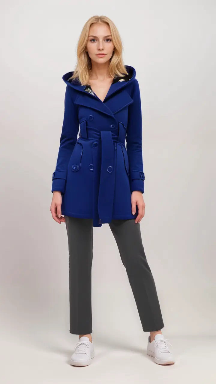 Donald Plaid-Lined Hooded Trench Coat for Women