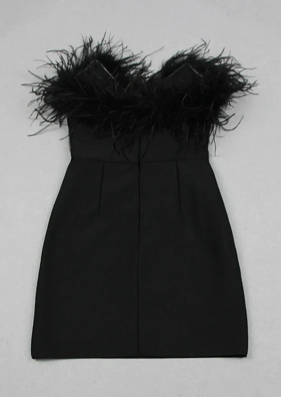 Bobbye Feather Trim Mini Dress | Elegant Women's Evening Wear