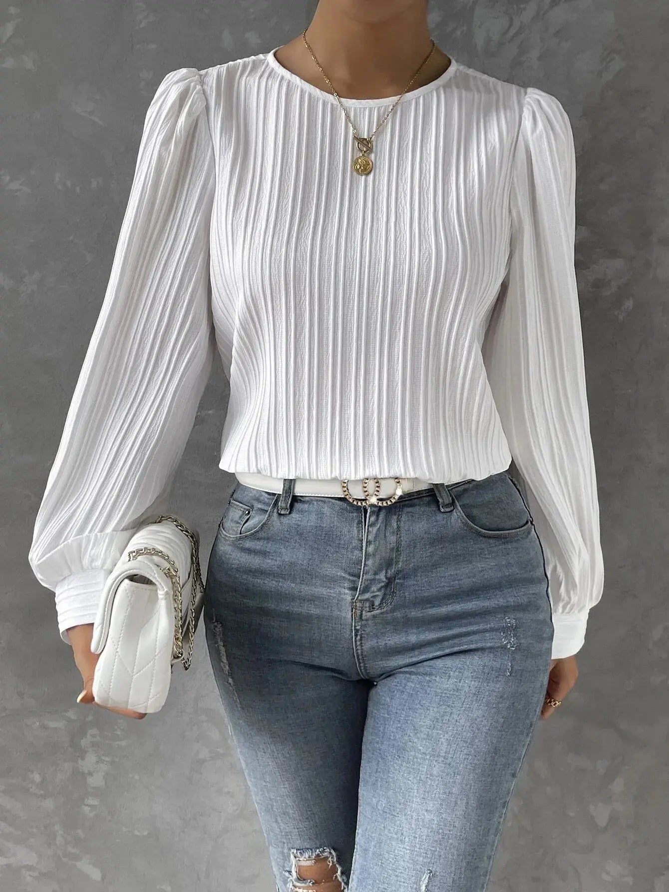 Nya | Women's Elegant Pleated Long Sleeve Top