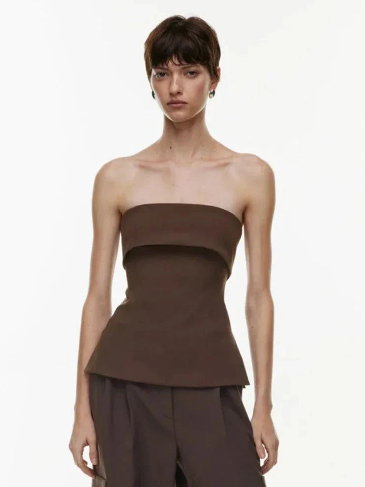 Alexsandra | Women's Strapless Peplum Top