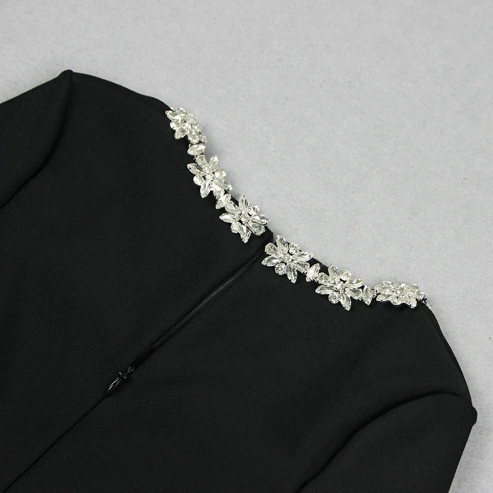 Zayla Jumpsuit with Crystal-Embellished Square Neckline