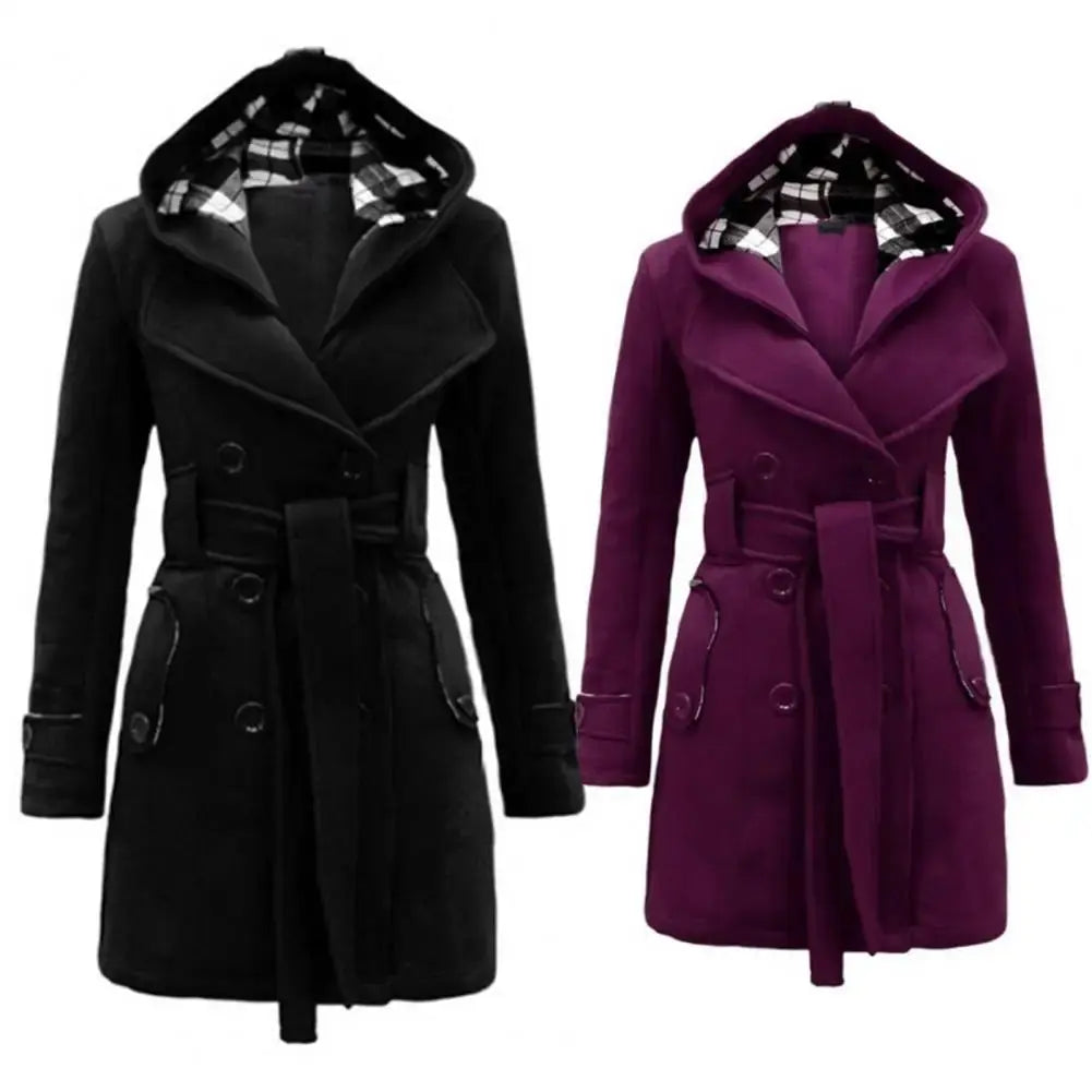 Donald Plaid-Lined Hooded Trench Coat for Women