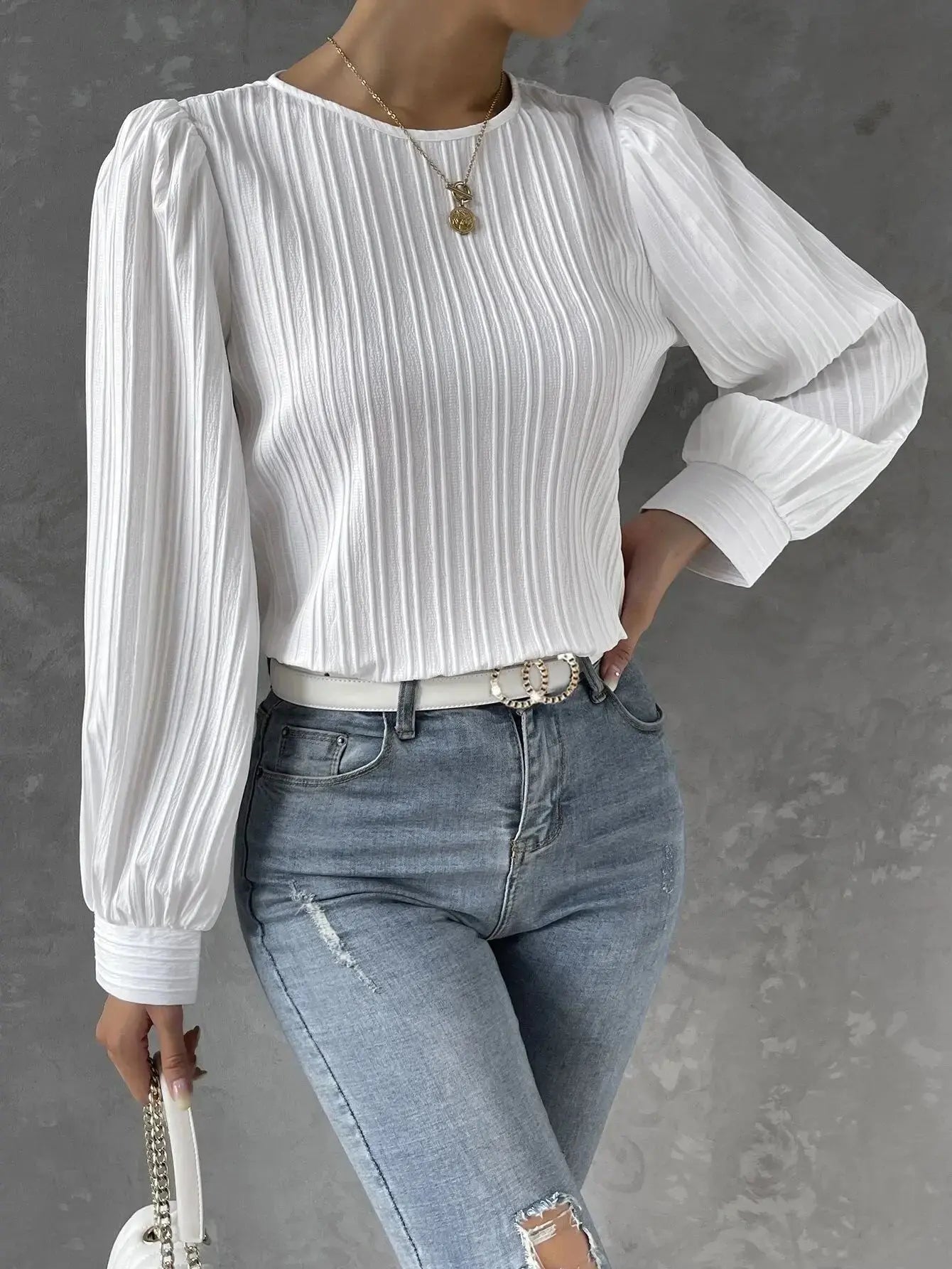 Nya | Women's Elegant Pleated Long Sleeve Top