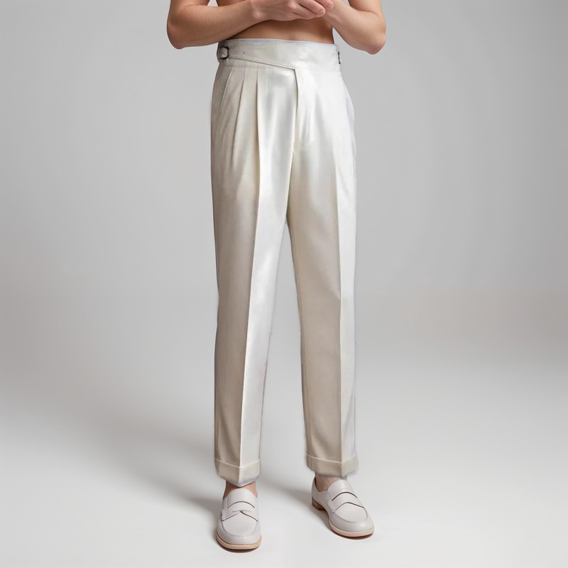 Darwin | Men's High-Waisted Pleated Satin Trousers
