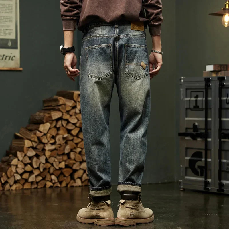 Lance Vintage Wash Relaxed Fit Denim Jeans for Men