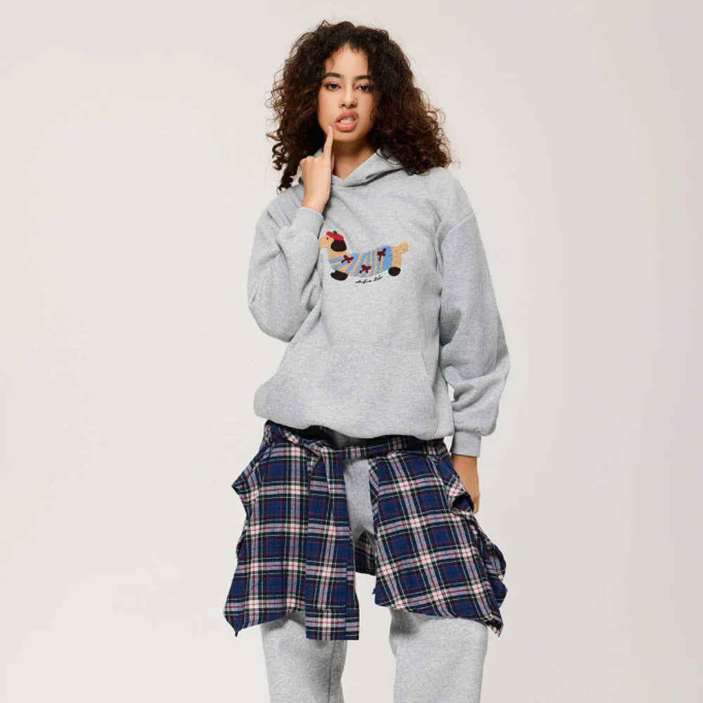 Ellis | Unisex Dachshund Embroidered Oversized Hoodie