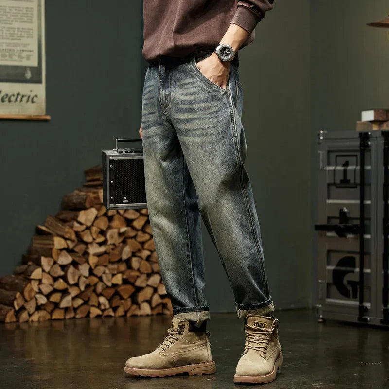 Lance Vintage Wash Relaxed Fit Denim Jeans for Men