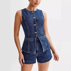 Keira | Women's Denim Vest and Shorts Set