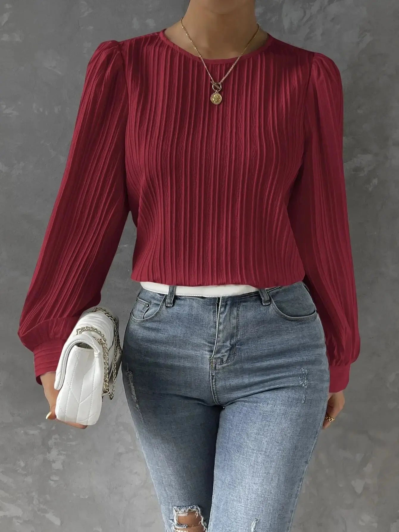 Nya | Women's Elegant Pleated Long Sleeve Top