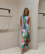 Miabella | Elegant Women's Abstract Floral Maxi Dress