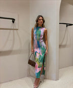 Miabella | Elegant Women's Abstract Floral Maxi Dress