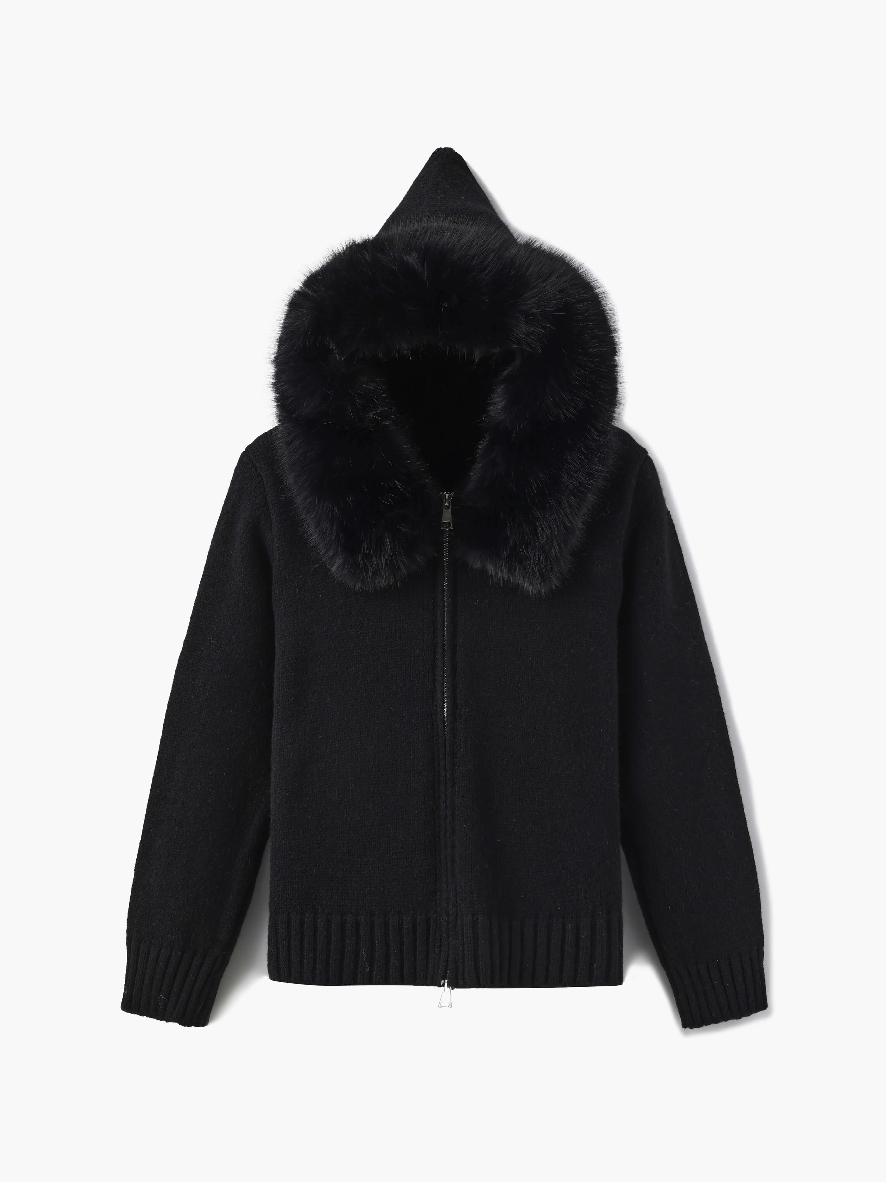 Maia Faux Fur Trim Hooded Cardigan | Cozy Women's Knitwear