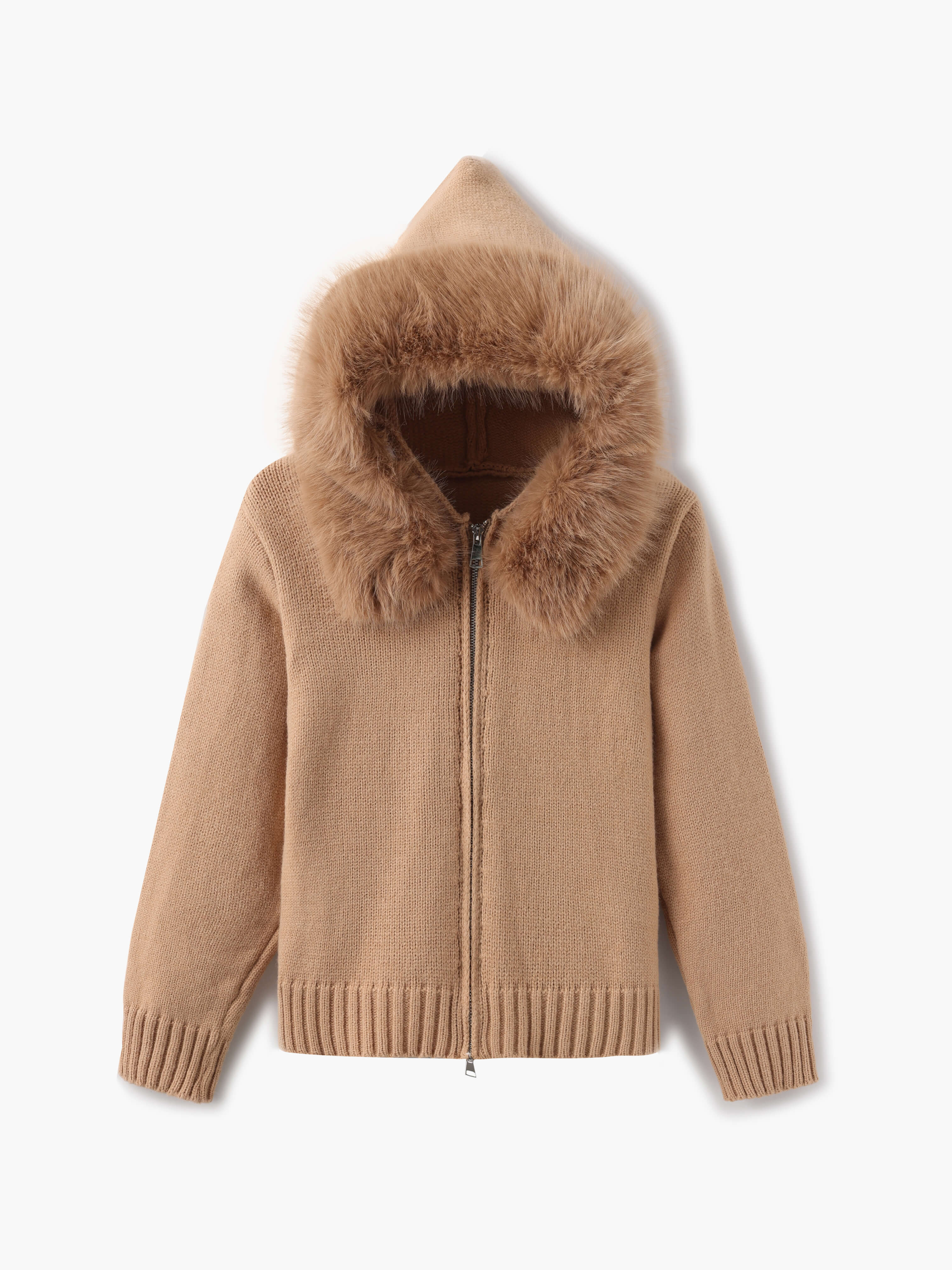 Maia Faux Fur Trim Hooded Cardigan | Cozy Women's Knitwear