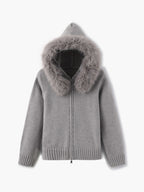 Maia Faux Fur Trim Hooded Cardigan | Cozy Women's Knitwear