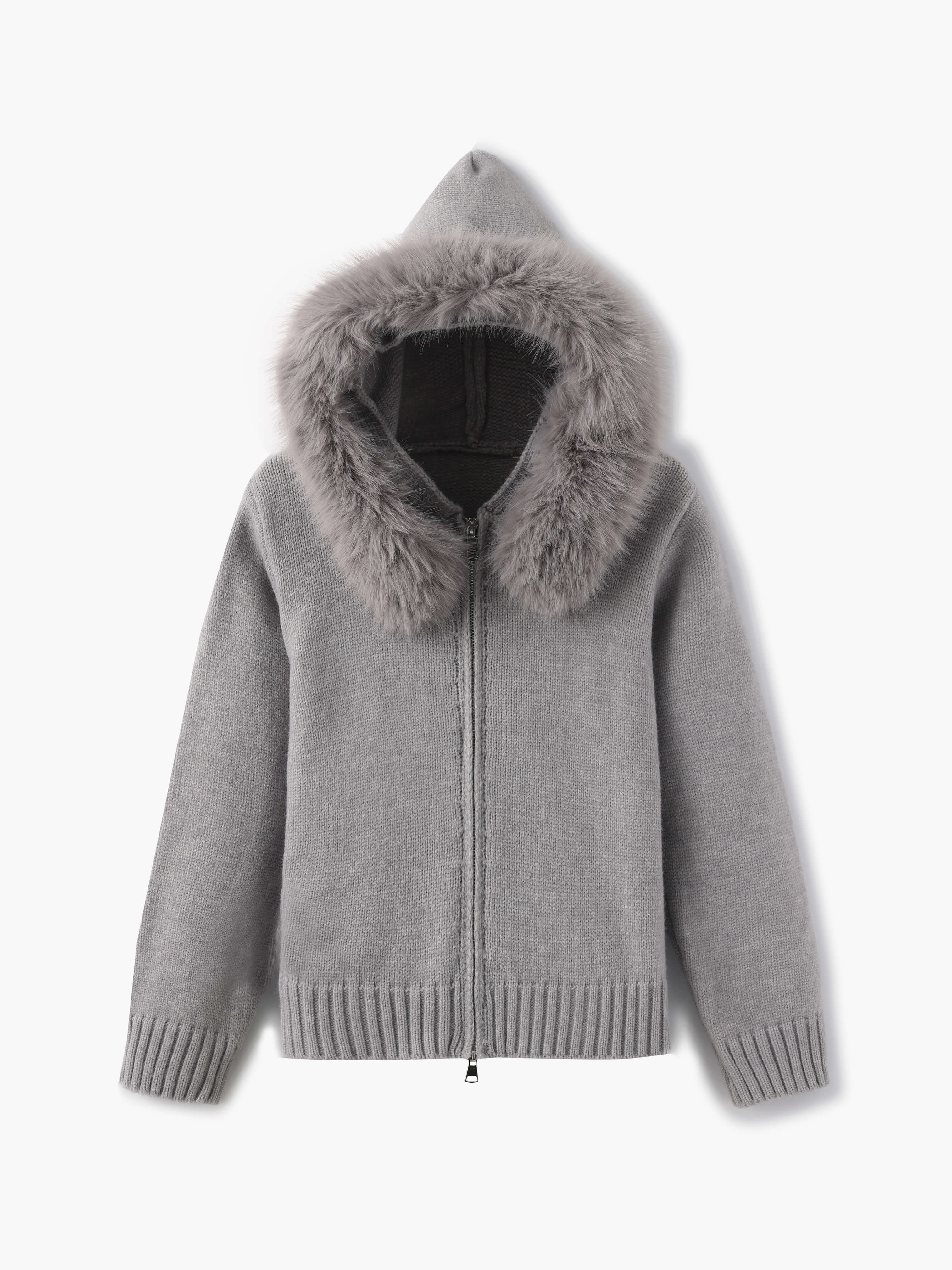 Maia Faux Fur Trim Hooded Cardigan | Cozy Women's Knitwear