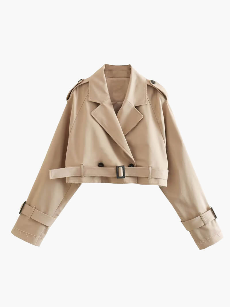 Medina Cropped Double-Breasted Trench Coat for Women