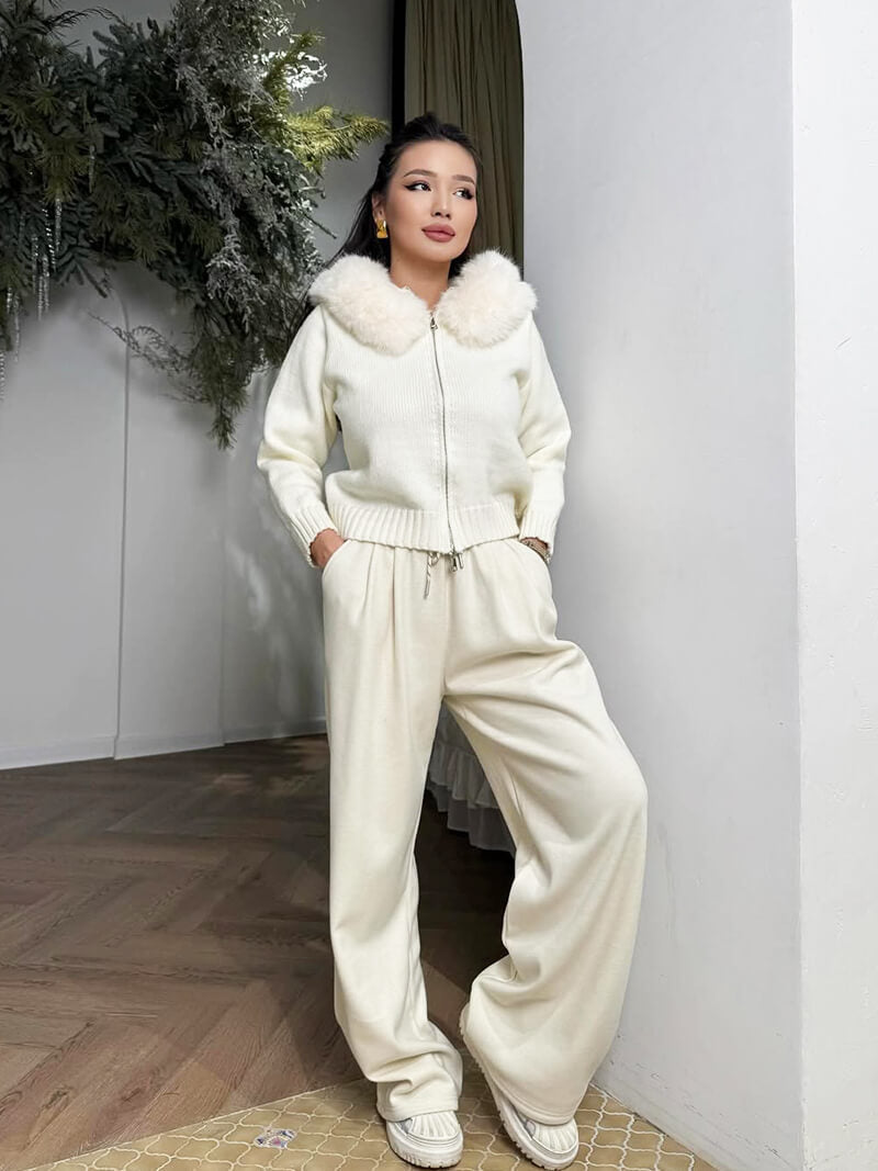 Maia Faux Fur Trim Hooded Cardigan | Cozy Women's Knitwear