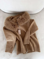Maia Faux Fur Trim Hooded Cardigan | Cozy Women's Knitwear