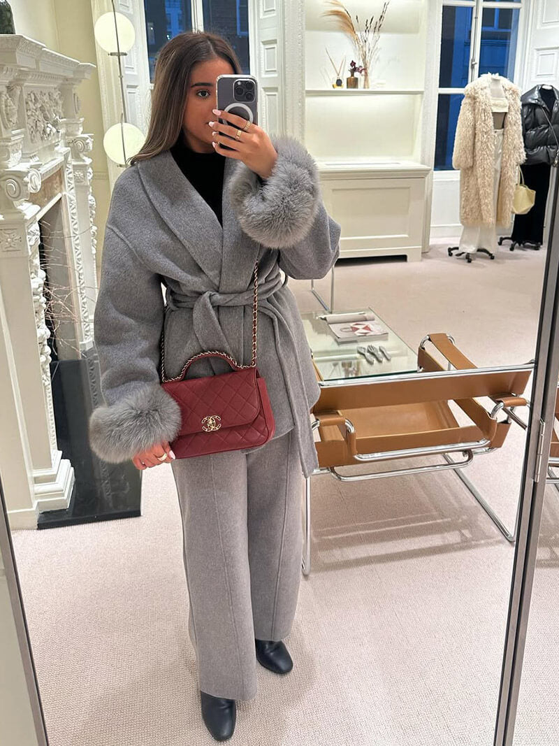 Raina Faux-Fur Trimmed Wool Blend Jacket for Women