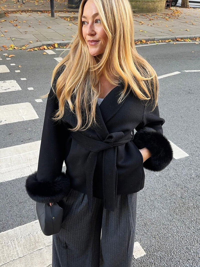 Raina Faux-Fur Trimmed Wool Blend Jacket for Women