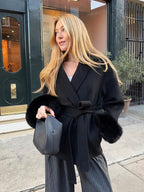 Raina Faux-Fur Trimmed Wool Blend Jacket for Women