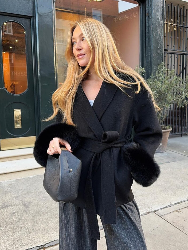 Raina Faux-Fur Trimmed Wool Blend Jacket for Women