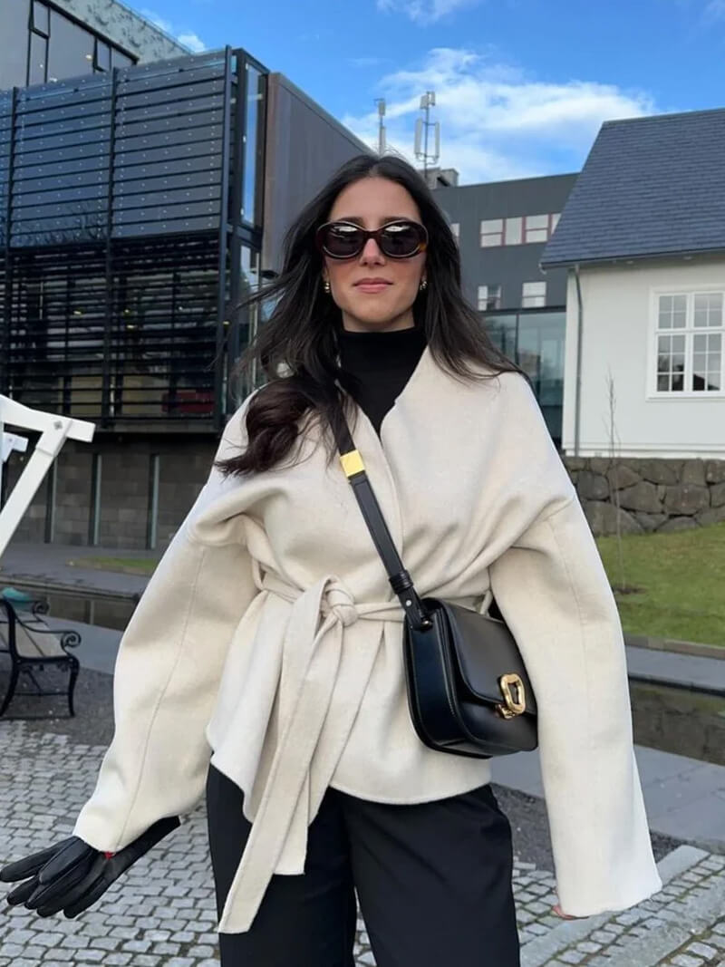 Dorthy | Women's Elegant Wool Blend Wrap Jacket