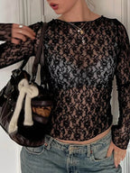 Salome | Elegant Women's Floral Lace Long-Sleeve Top