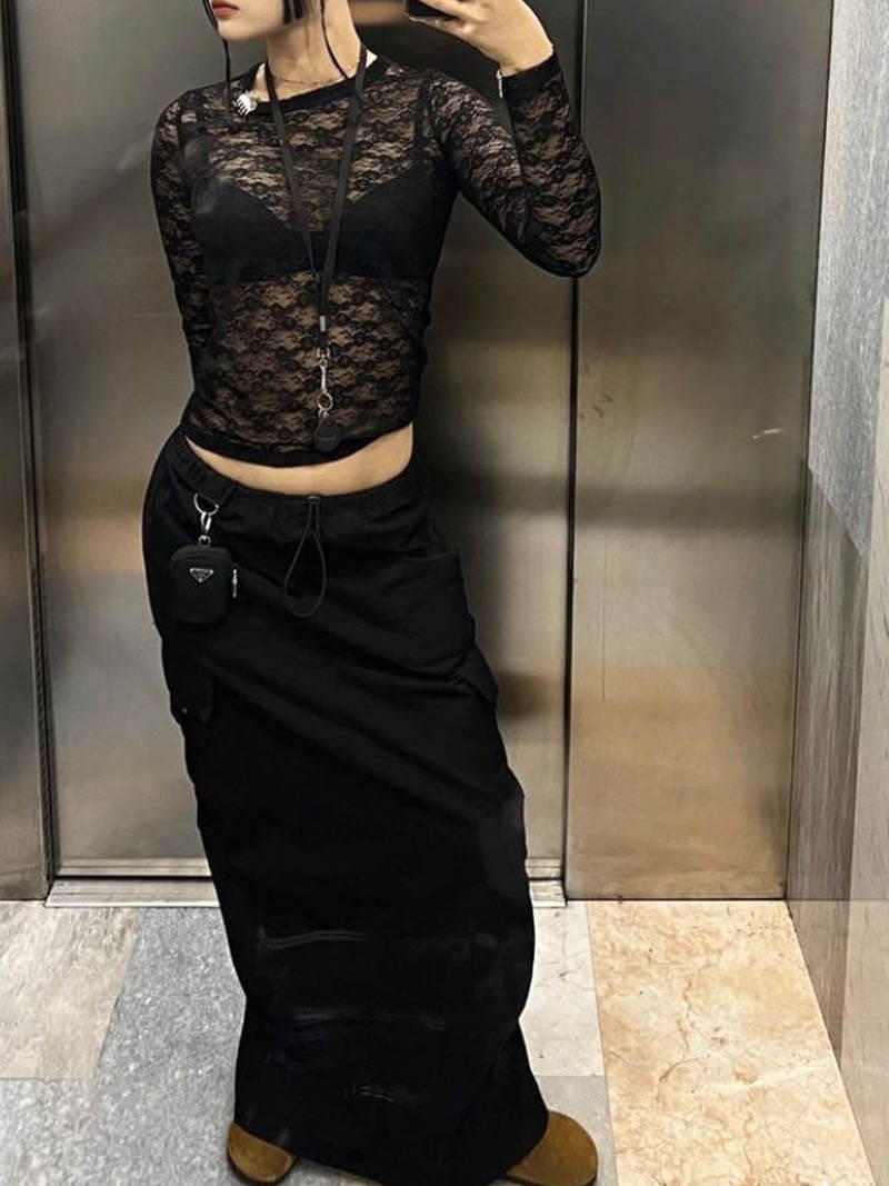 Salome | Elegant Women's Floral Lace Long-Sleeve Top