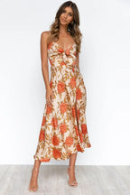Daleyza | Elegant Floral Satin Women's Midi Dress