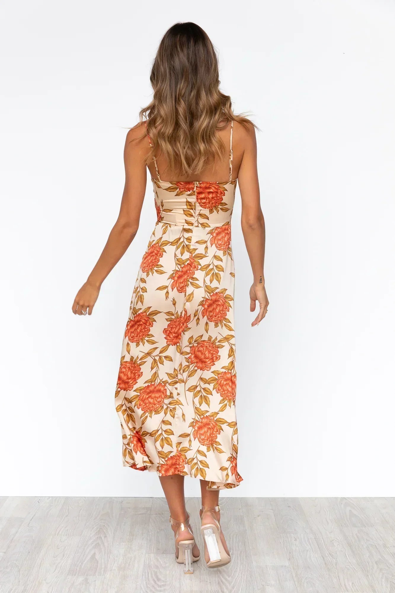 Daleyza | Elegant Floral Satin Women's Midi Dress