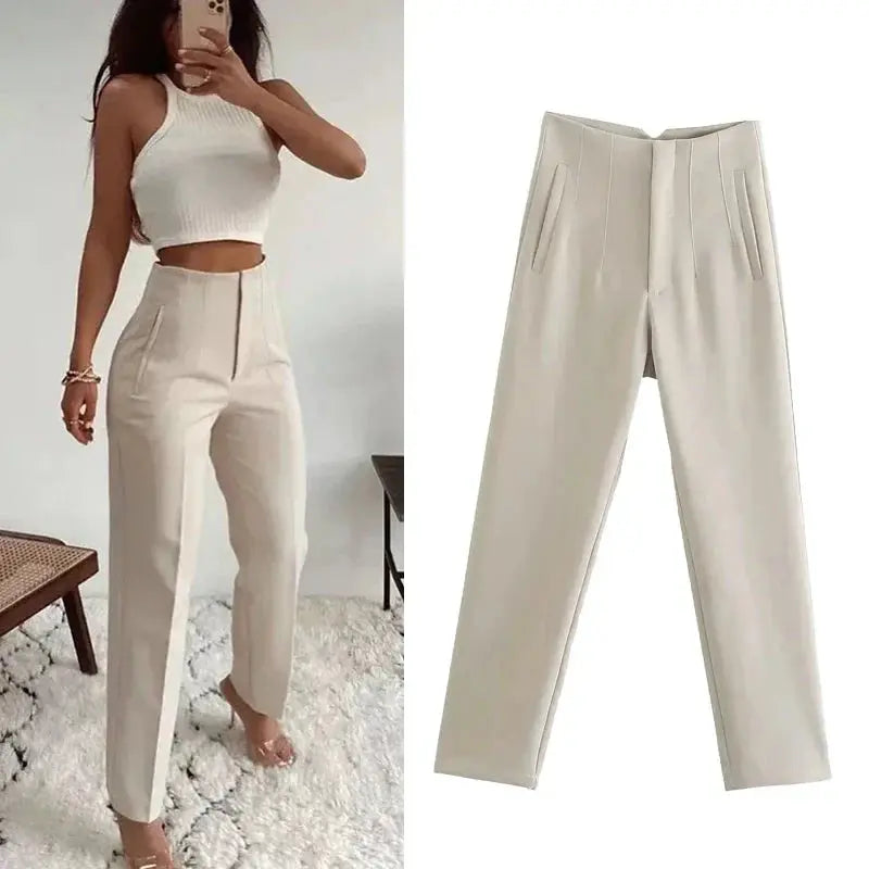 Leilah | Women's High-Waisted Pleated Trousers