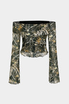 Anai | Women's Fashion-Forward Camouflage Off-Shoulder Top
