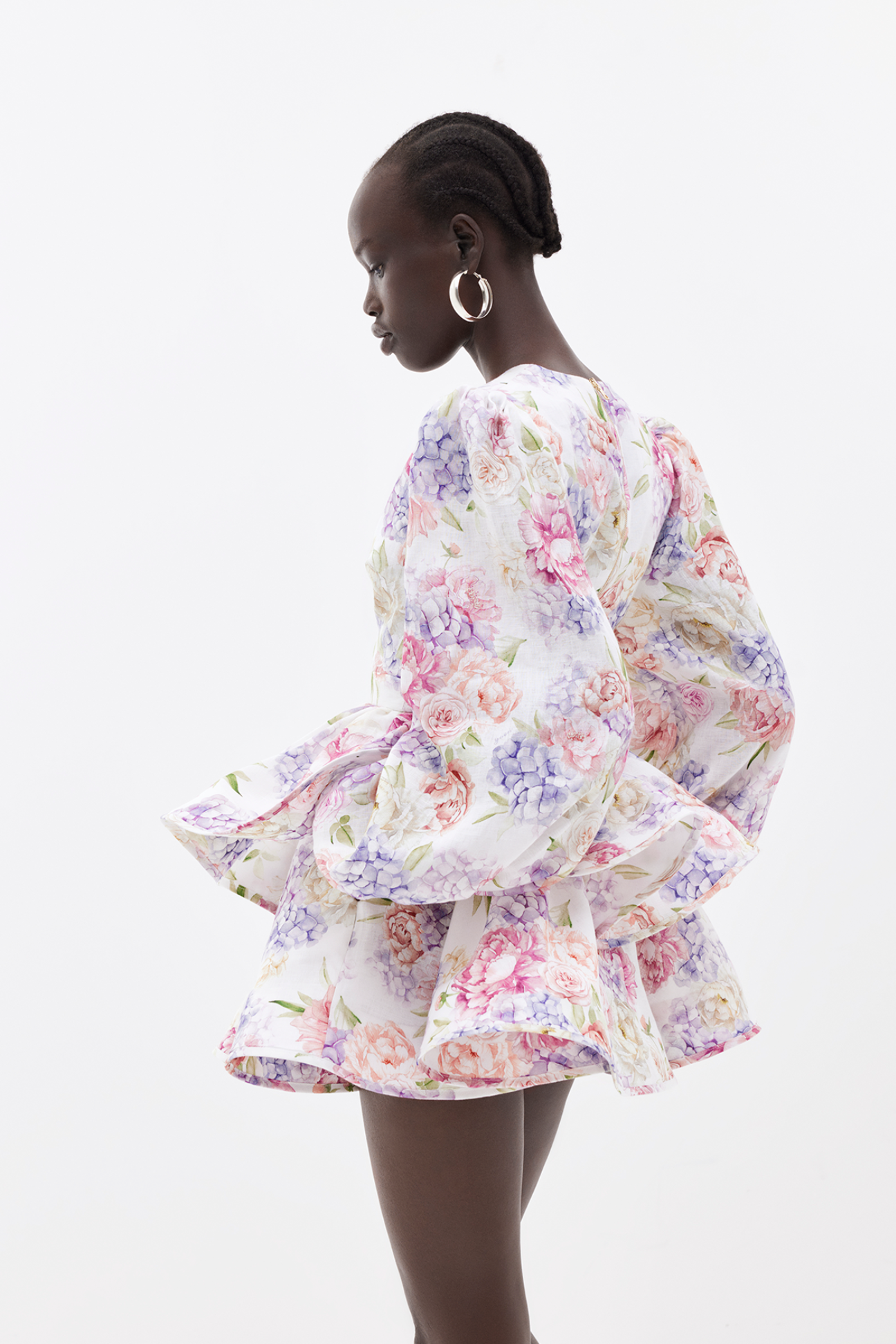 Ashlie | Women's Floral Puff Sleeve Ruffle Mini Dress