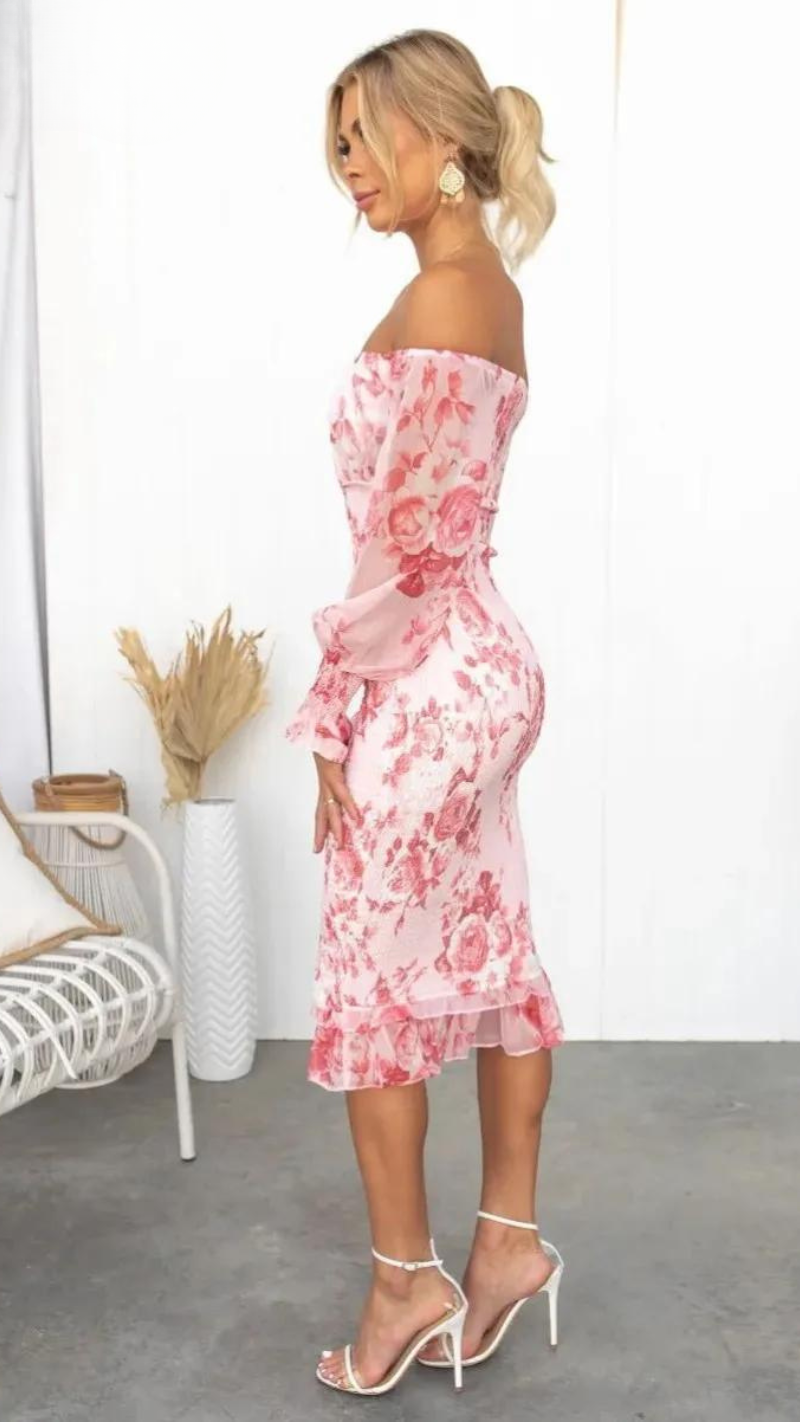 Kyleigh Floral Off-Shoulder Midi Dress for Women