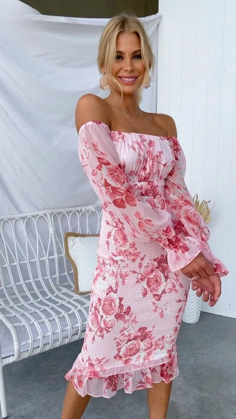 Kyleigh Floral Off-Shoulder Midi Dress for Women