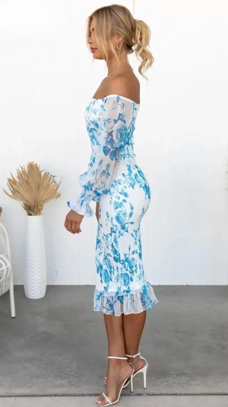 Kyleigh Floral Off-Shoulder Midi Dress for Women