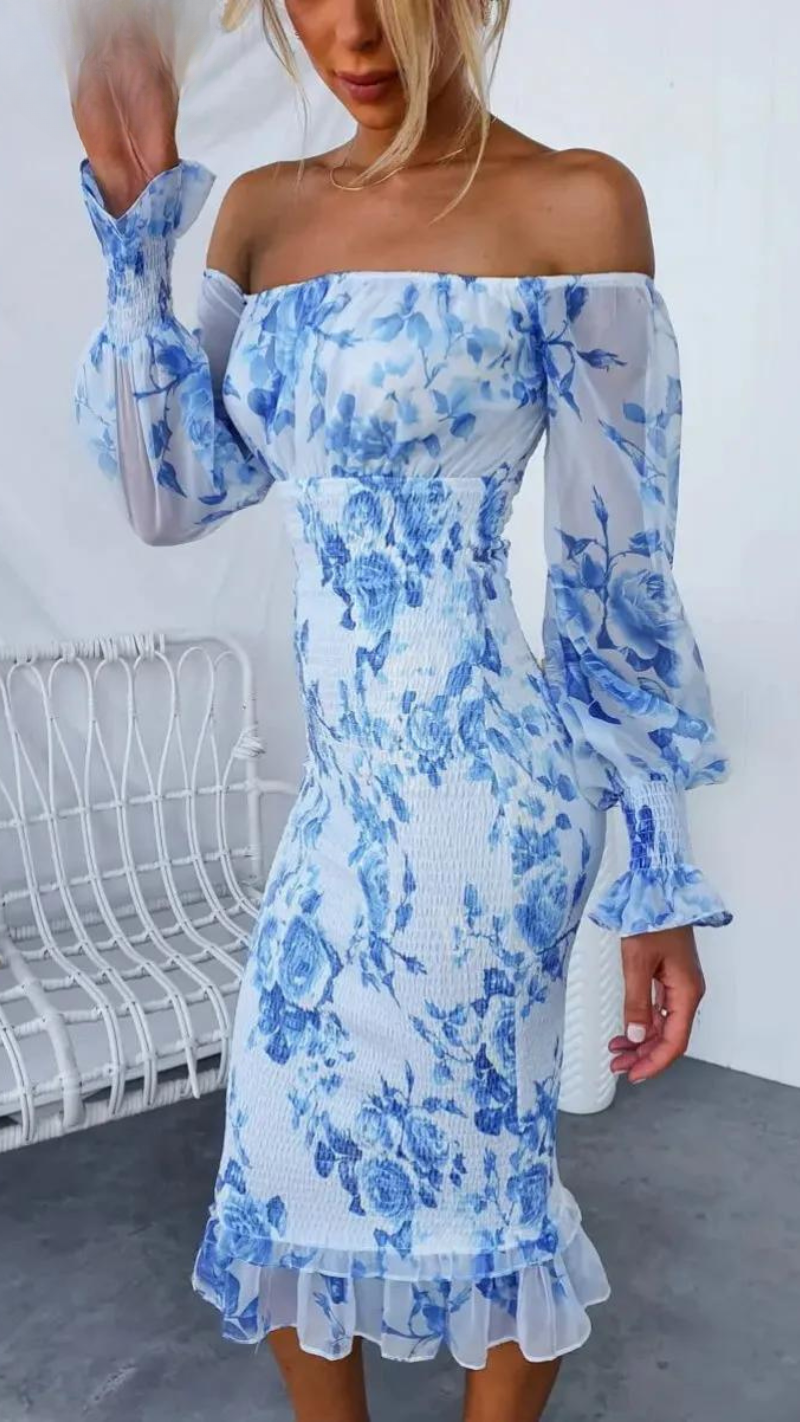 Kyleigh Floral Off-Shoulder Midi Dress for Women