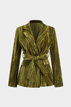 Teegan | Women's Crushed Velvet Tie-Waist Blazer