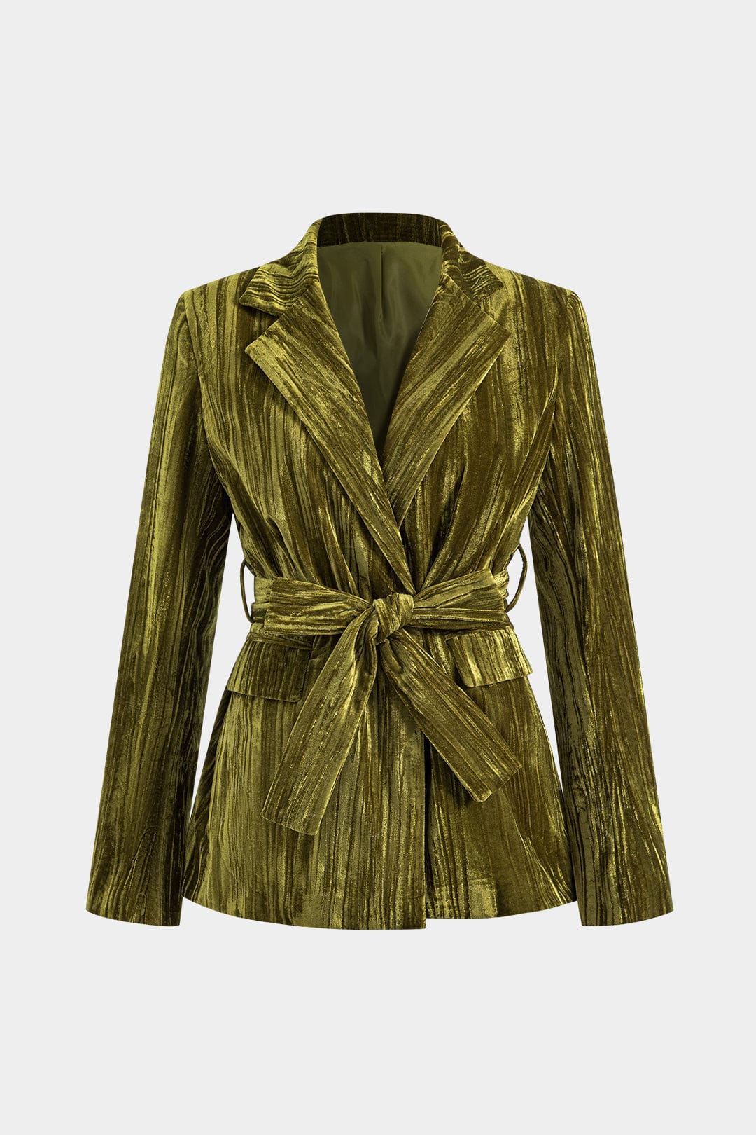 Teegan | Women's Crushed Velvet Tie-Waist Blazer