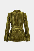 Teegan | Women's Crushed Velvet Tie-Waist Blazer