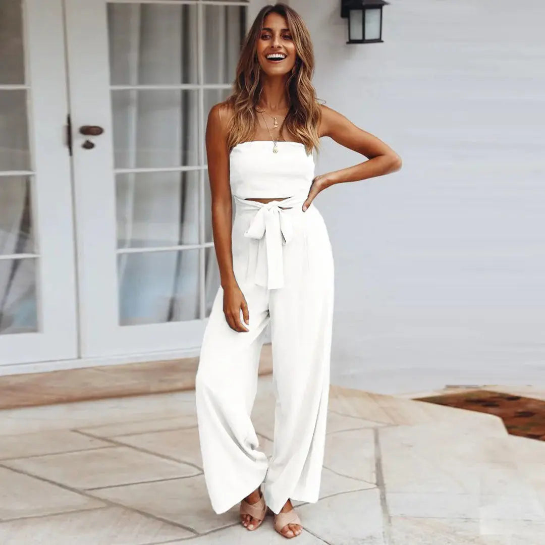 Mattea | Elegant Strapless Wide-Leg Jumpsuit for Women